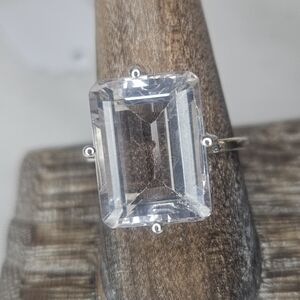 Pink Amethyst Sterling Silver Ring Emerald Cut Solitaire Gemstone Sz 9 NWT 13ct